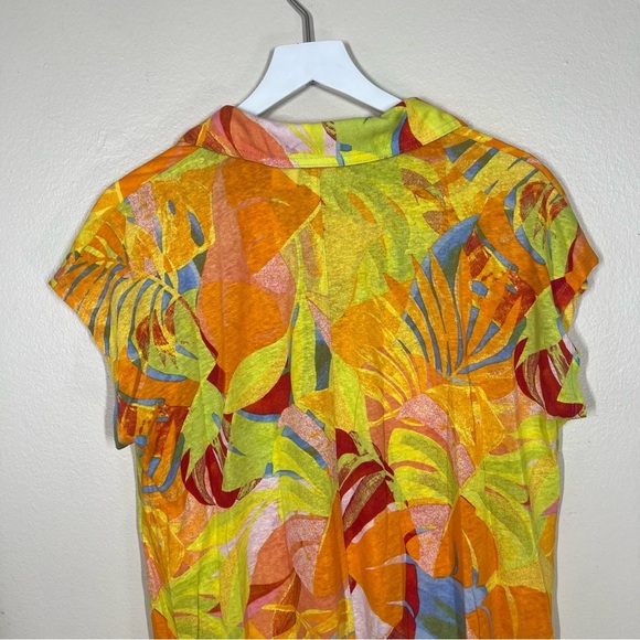 C&C California Women’s Tropical Linen Blend Collared Dress Multicolor Vibrant - Picture 8 of 9